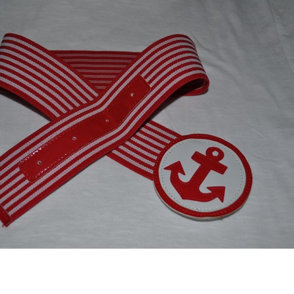 Sailor Belt Boat Anchor Logo Retro Vintage striped Rockabilly 2 belts X $15 - Picture 2 of 6